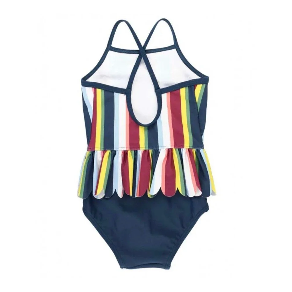 RuffleButts Sunset Stripe Scallop Peplum One Piece Size 18-24M New With Tag